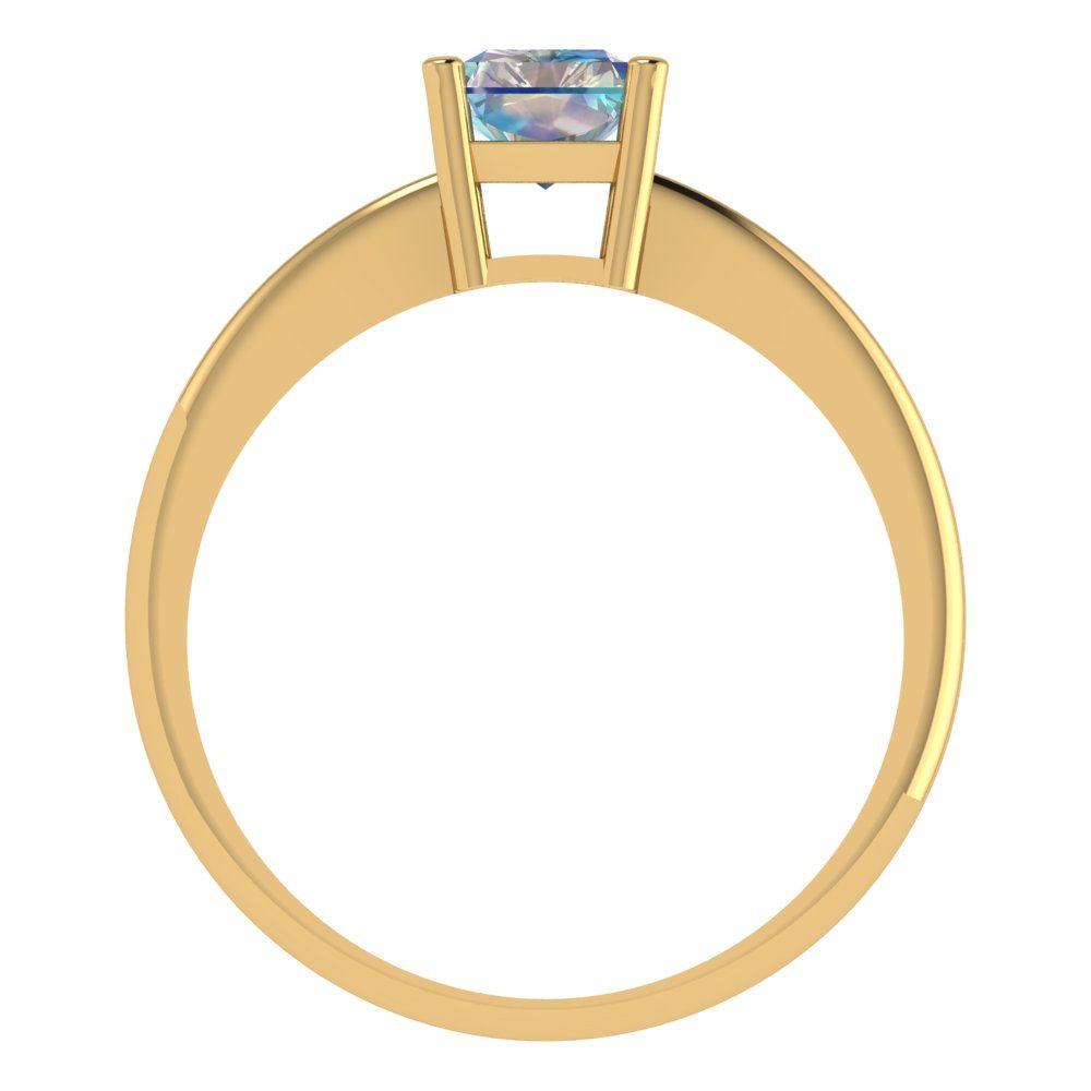 1 cttw Blue Moissanite Solitaire  Engagement Ring - Solid Gold (Radiant Cut,7x5mm)