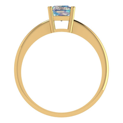 1 cttw Blue Moissanite Solitaire  Engagement Ring - Solid Gold (Radiant Cut,7x5mm)