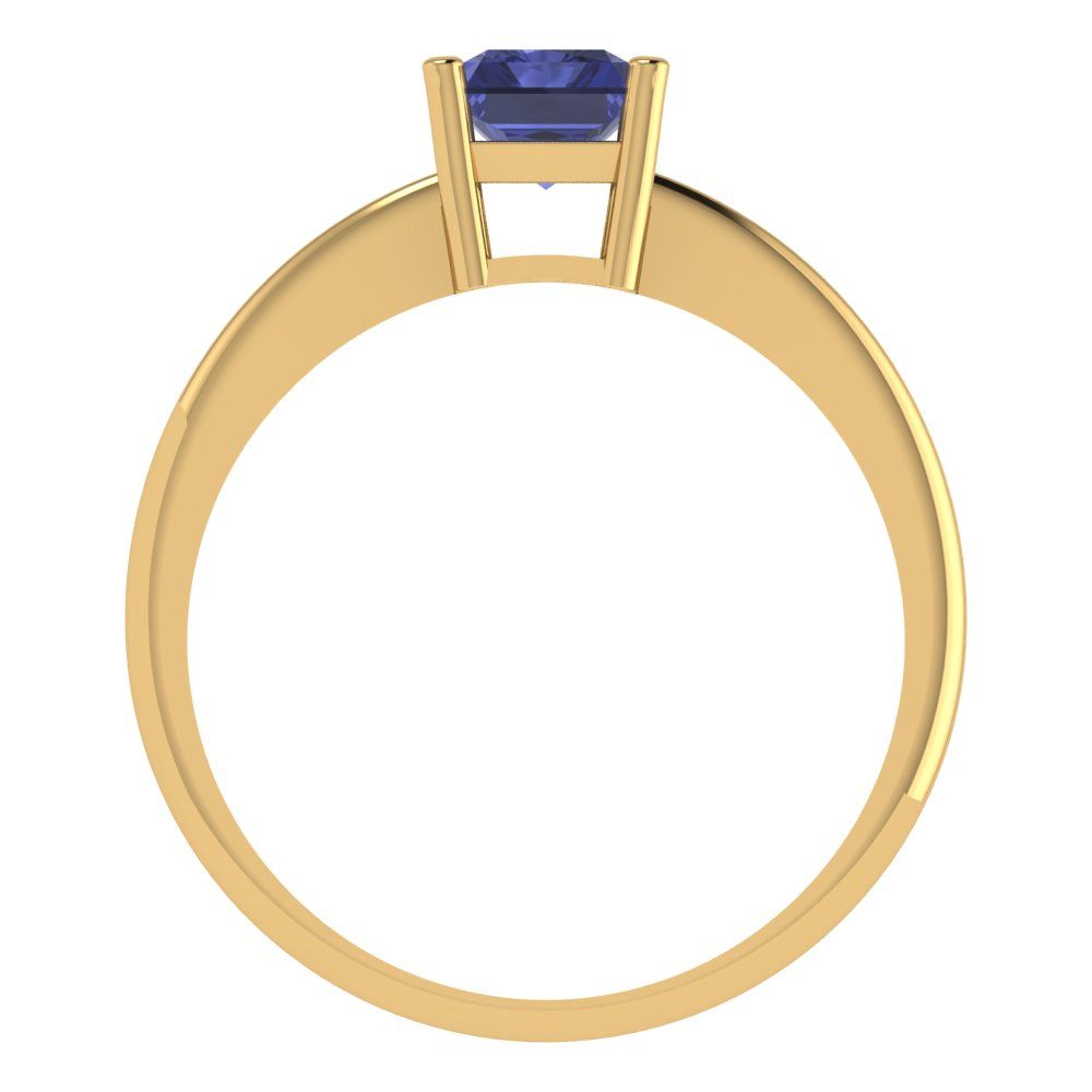 1 cttw Simulated Tanzanite Solitaire  Engagement Ring - Solid Gold (Radiant Cut,7x5mm)
