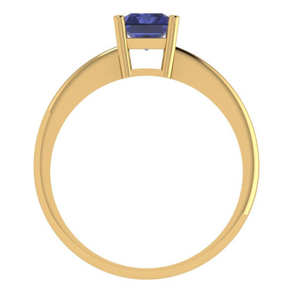1 cttw Simulated Tanzanite Solitaire  Engagement Ring - Solid Gold (Radiant Cut,7x5mm)