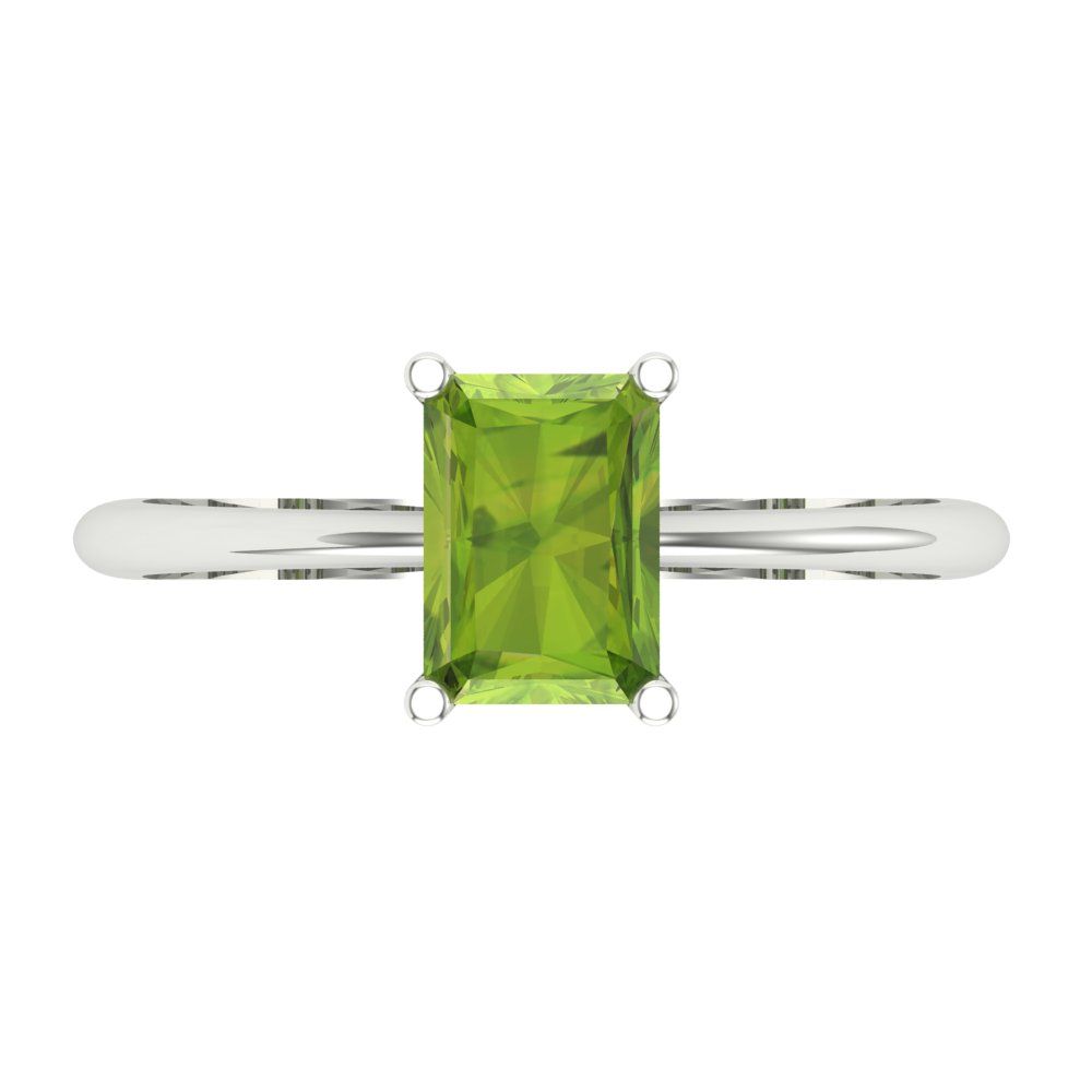 1 cttw Natural Peridot Solitaire  Engagement Ring - Solid Gold (Radiant Cut,7x5mm)