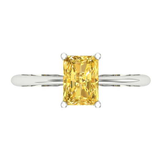 1 cttw Natural Citrine Solitaire  Engagement Ring - Solid White Gold (VVS1, Radiant Cut,7x5mm)