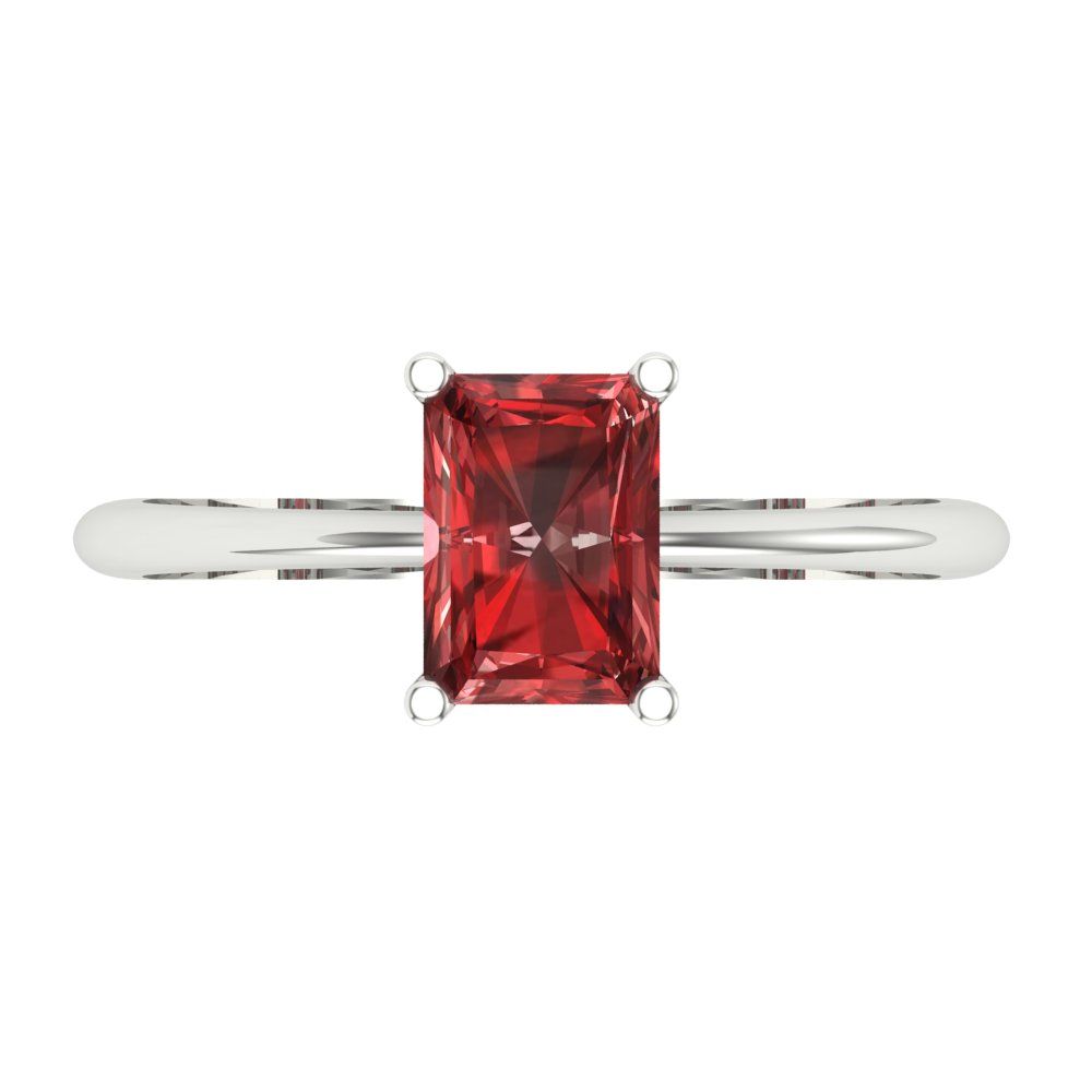 1 cttw Natural Garnet Solitaire  Engagement Ring - Solid Gold (Radiant Cut,7x5mm)