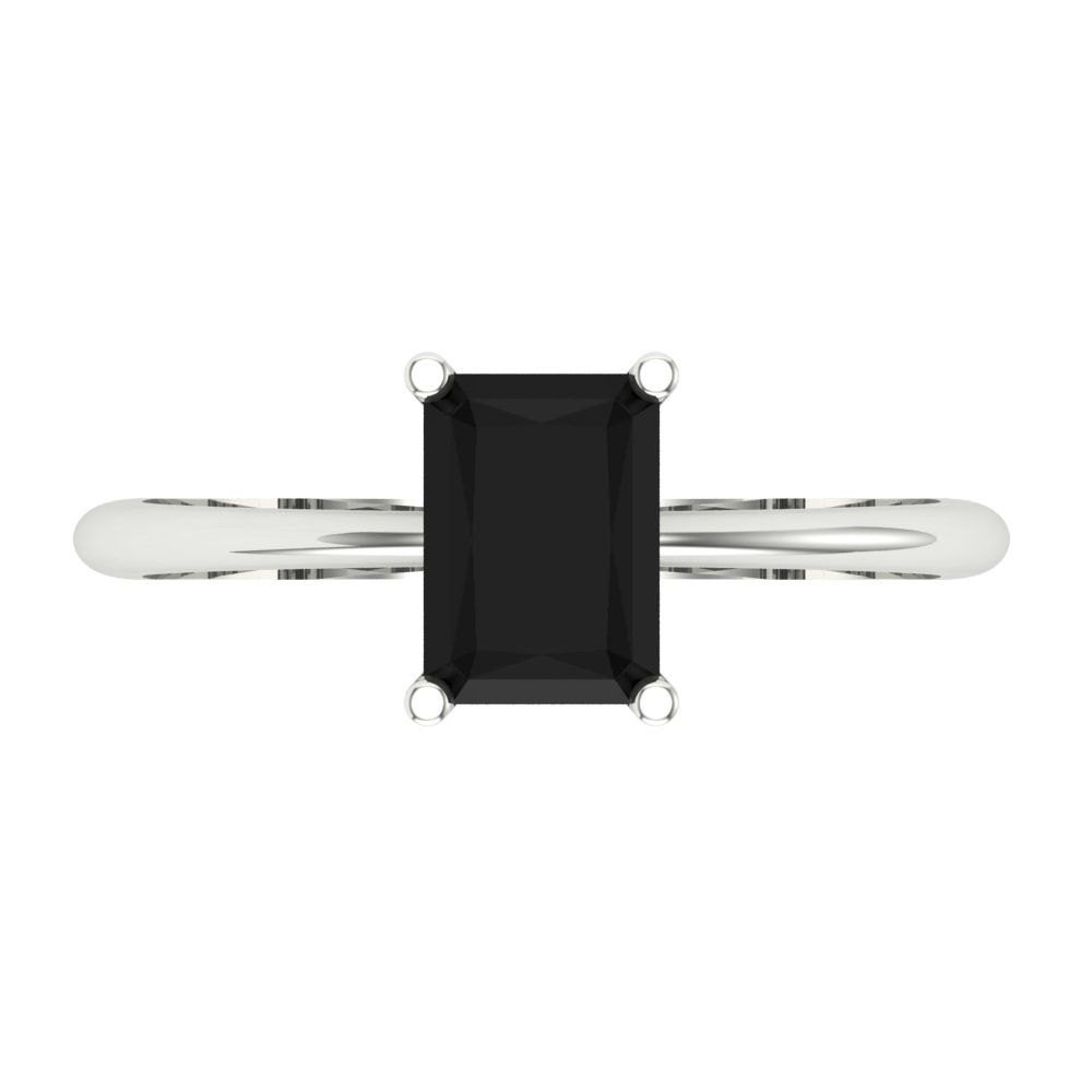 1 cttw Natural Onyx Solitaire  Engagement Ring - Solid Gold (Radiant Cut,7x5mm)