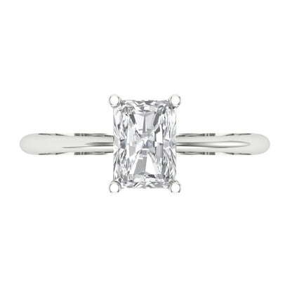 1 cttw Zirconia Simulated Diamond Solitaire  Engagement Ring - Solid Gold (VVS1, Radiant Cut,7x5mm)