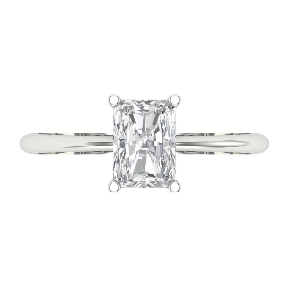 1 cttw White Sapphire Solitaire  Engagement Ring - Solid Gold (Radiant Cut,7x5mm)