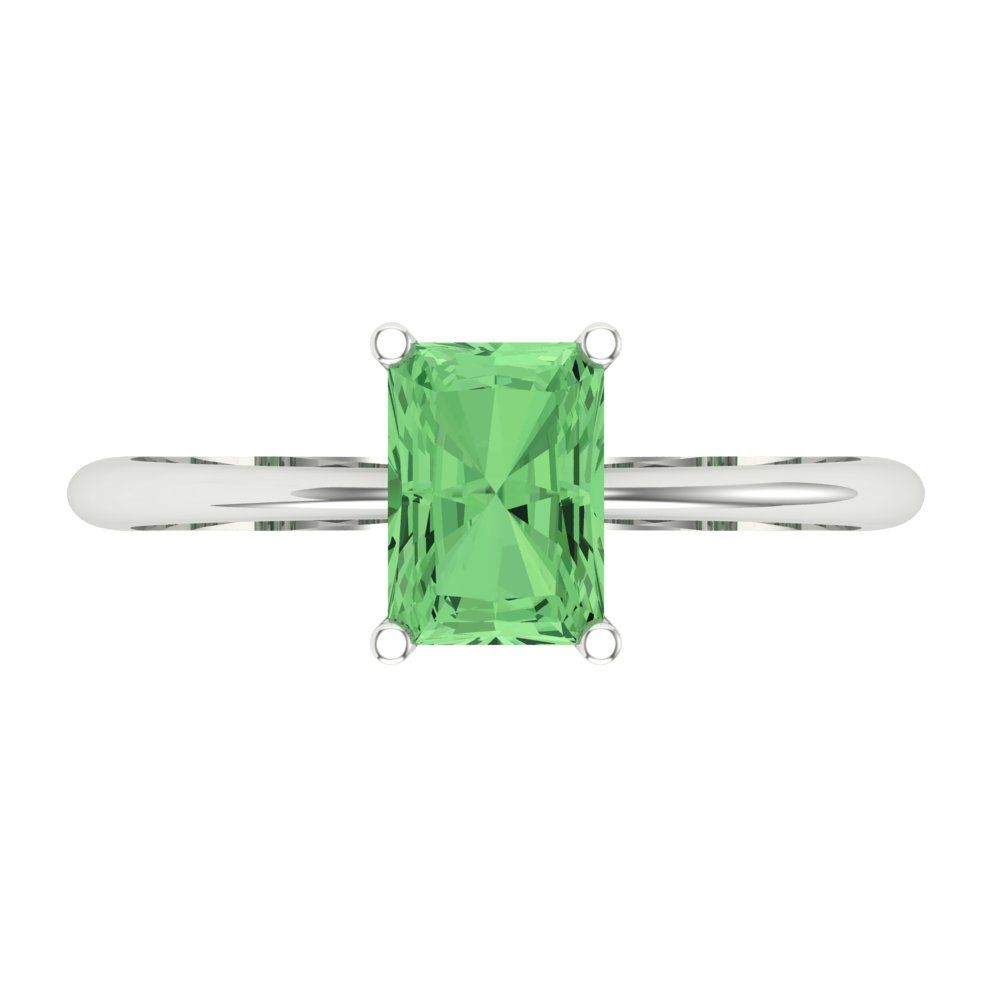 1 cttw Zirconia Simulated Green Diamond Solitaire  Engagement Ring - Solid Gold (VVS1, Radiant Cut,7x5mm)