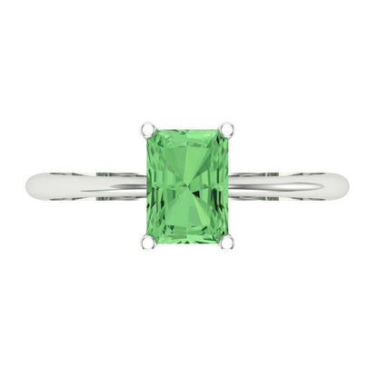 1 cttw Zirconia Simulated Green Diamond Solitaire  Engagement Ring - Solid Gold (VVS1, Radiant Cut,7x5mm)