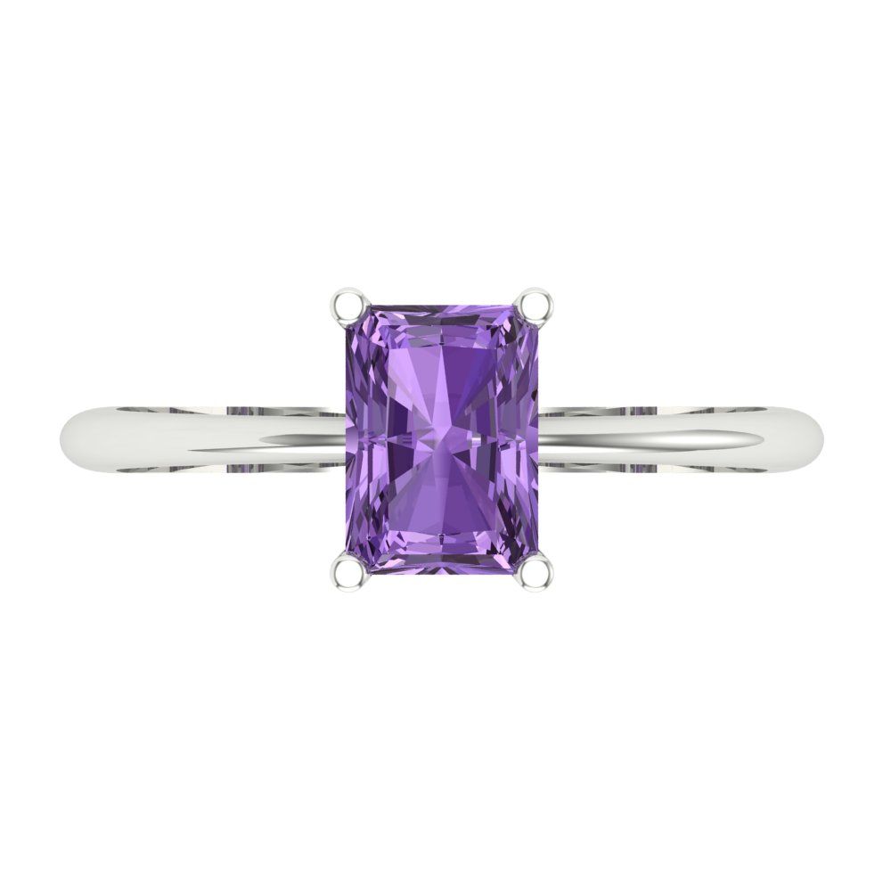 1 cttw Simulated Alexandrite Solitaire  Engagement Ring - Solid Gold (Radiant Cut,7x5mm)