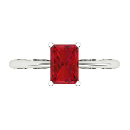 1 cttw Simulated Ruby Solitaire  Engagement Ring - Solid Gold (Radiant Cut,7x5mm)