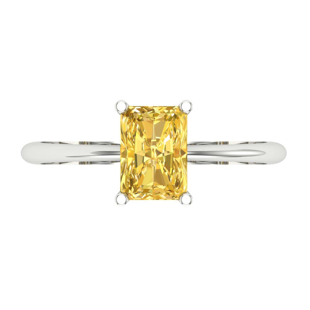 1 cttw Zirconia Simulated Yellow Diamond Solitaire  Engagement Ring - Solid Gold (VVS1, Radiant Cut,7x5mm)