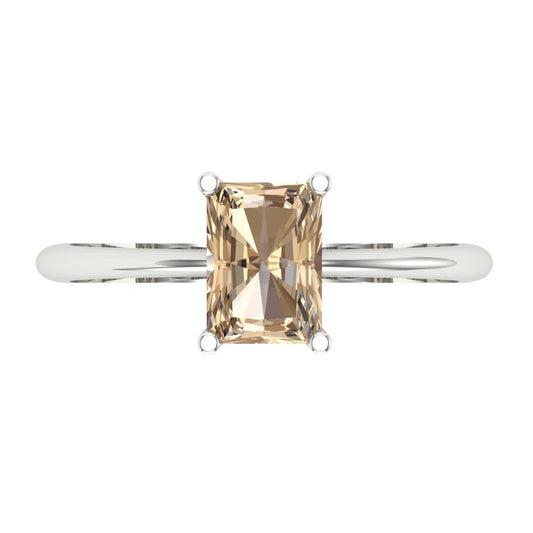 1 cttw Yellow Moissanite Solitaire  Engagement Ring - Solid White Gold (VVS1, Radiant Cut,7x5mm)