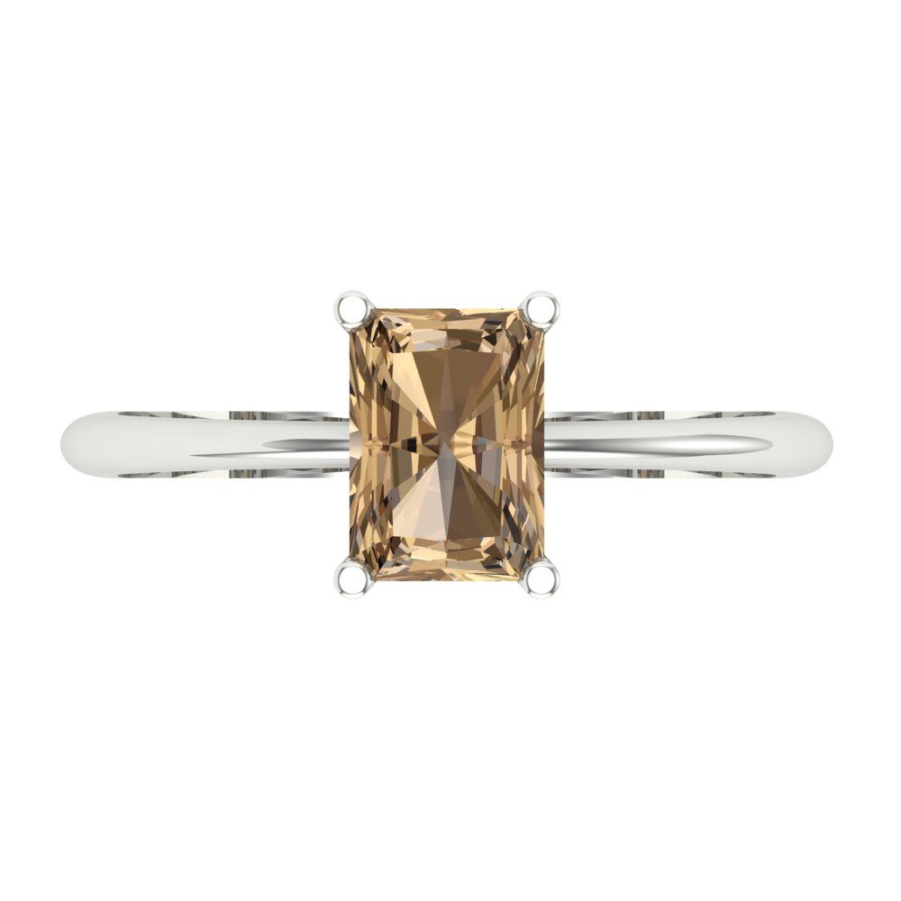 1 cttw Zirconia Simulated Champagne Diamond Solitaire  Engagement Ring - Solid Gold (VVS1, Radiant Cut,7x5mm)