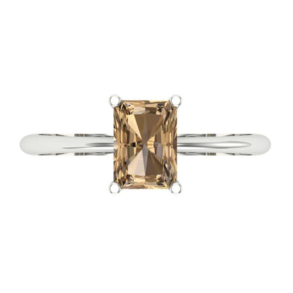 1 cttw Zirconia Simulated Champagne Diamond Solitaire  Engagement Ring - Solid Gold (VVS1, Radiant Cut,7x5mm)