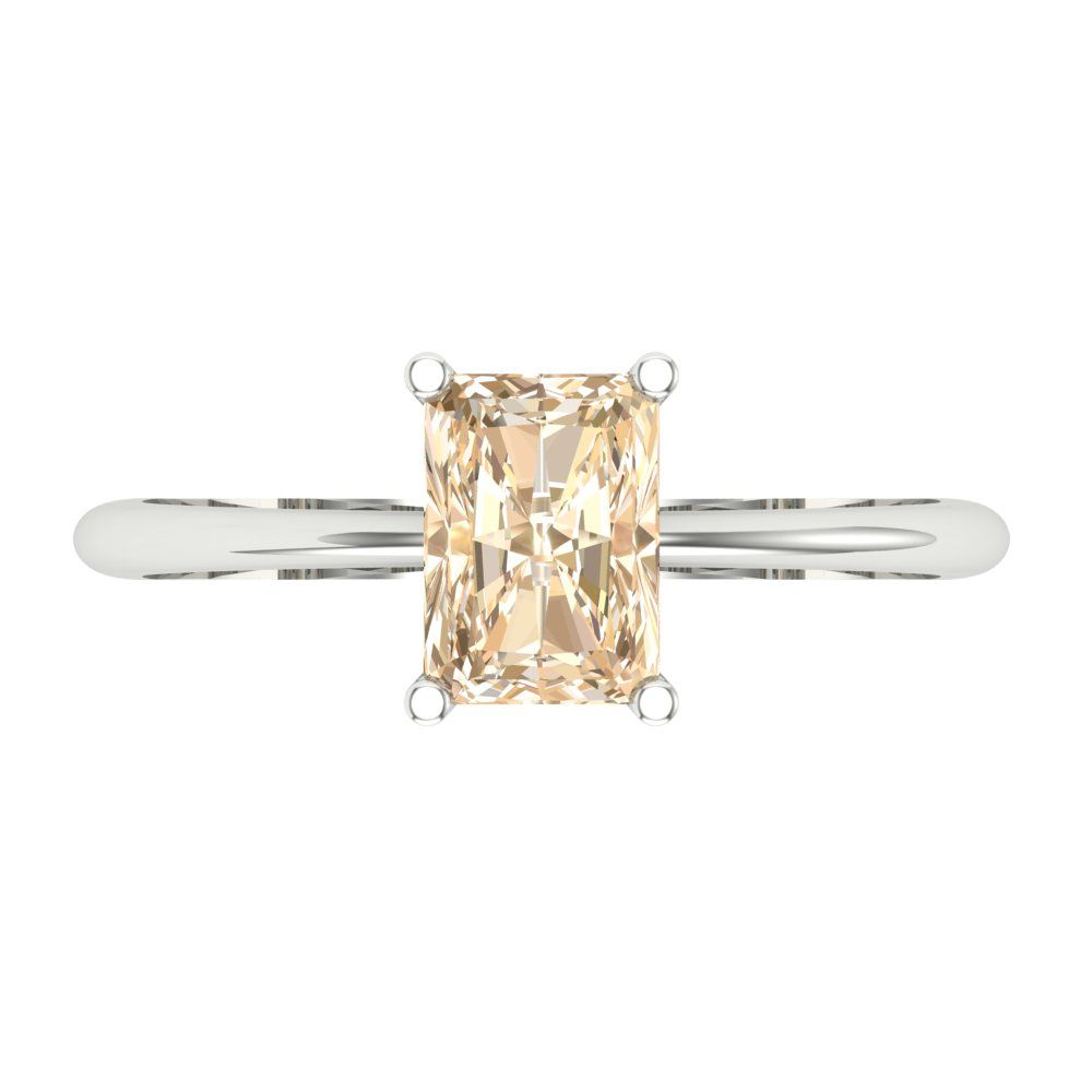 1 cttw Natural Morganite Solitaire  Engagement Ring - Solid Gold (Radiant Cut,7x5mm)