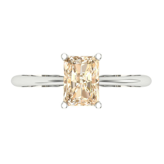 1 cttw Natural Morganite Solitaire  Engagement Ring - Solid White Gold (VVS1, Radiant Cut,7x5mm)