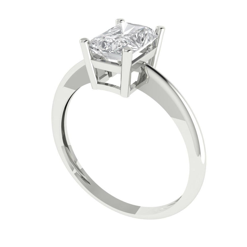 1.0 ct Brilliant Radiant Cut Natural Diamond Stone Clarity SI1-2 Color G-H White Gold Solitaire Ring