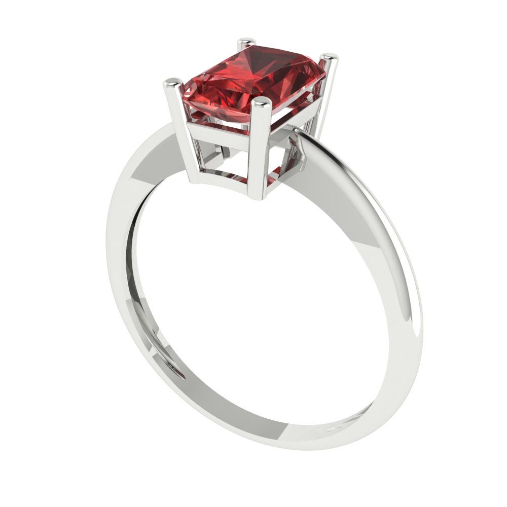 1 cttw Natural Garnet Solitaire  Engagement Ring - Solid Gold (Radiant Cut,7x5mm)