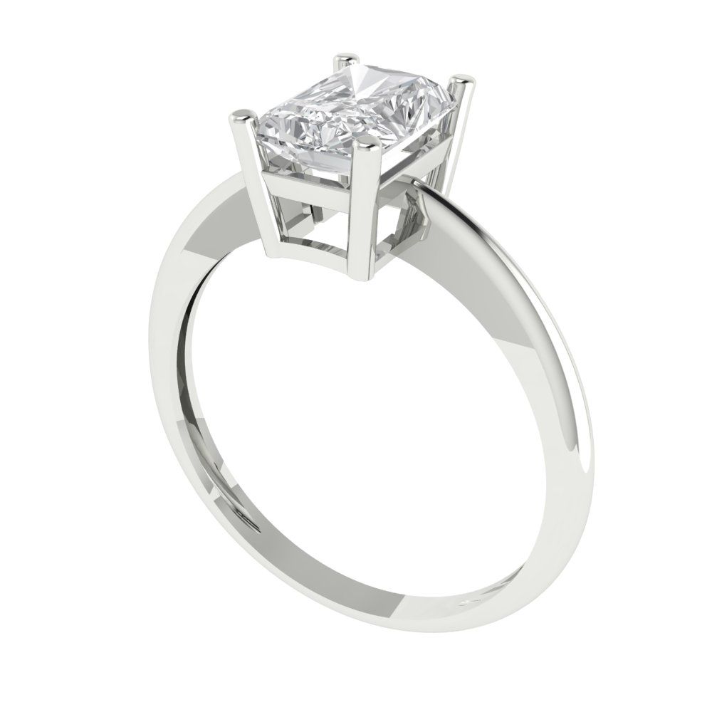 1 cttw White Sapphire Solitaire  Engagement Ring - Solid Gold (Radiant Cut,7x5mm)
