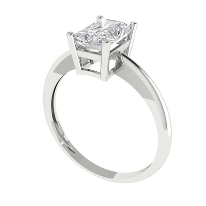 1 cttw White Sapphire Solitaire  Engagement Ring - Solid Gold (Radiant Cut,7x5mm)