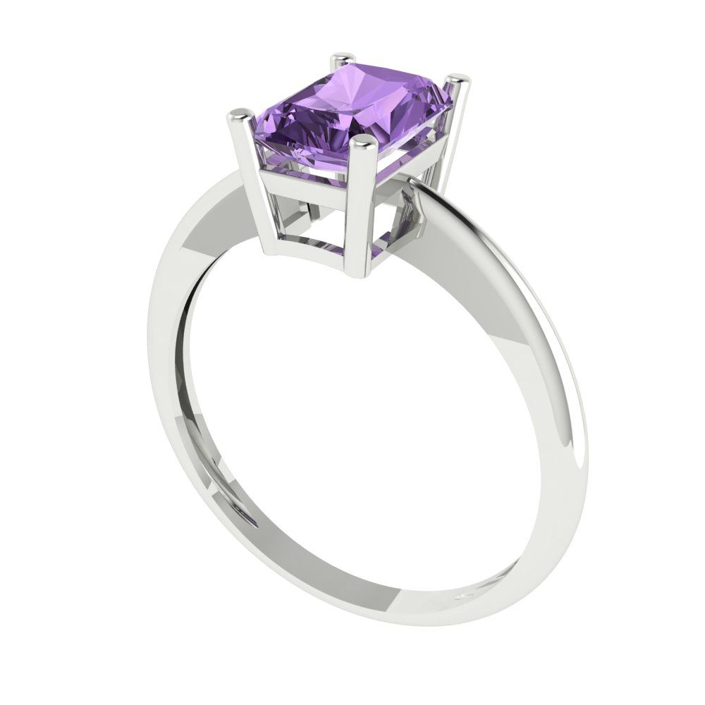 1 cttw Simulated Alexandrite Solitaire  Engagement Ring - Solid Gold (Radiant Cut,7x5mm)