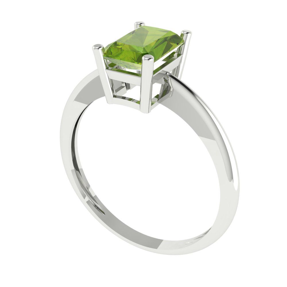 1 cttw Natural Peridot Solitaire  Engagement Ring - Solid Gold (Radiant Cut,7x5mm)