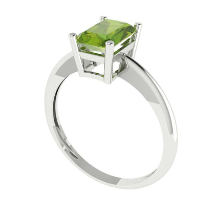 1 cttw Natural Peridot Solitaire  Engagement Ring - Solid Gold (Radiant Cut,7x5mm)