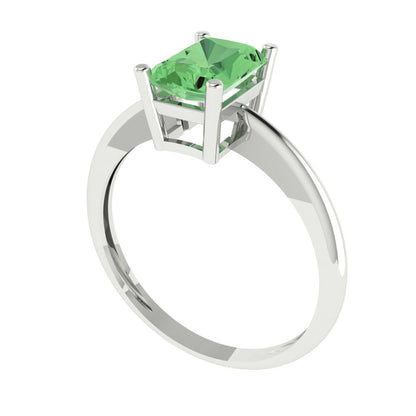 1 cttw Zirconia Simulated Green Diamond Solitaire  Engagement Ring - Solid Gold (VVS1, Radiant Cut,7x5mm)