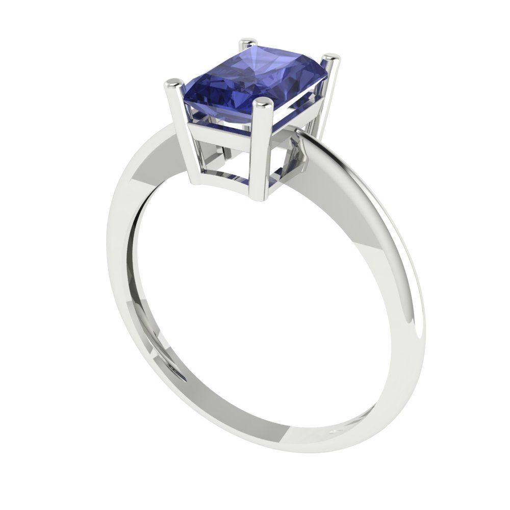 1 cttw Simulated Tanzanite Solitaire  Engagement Ring - Solid Gold (Radiant Cut,7x5mm)