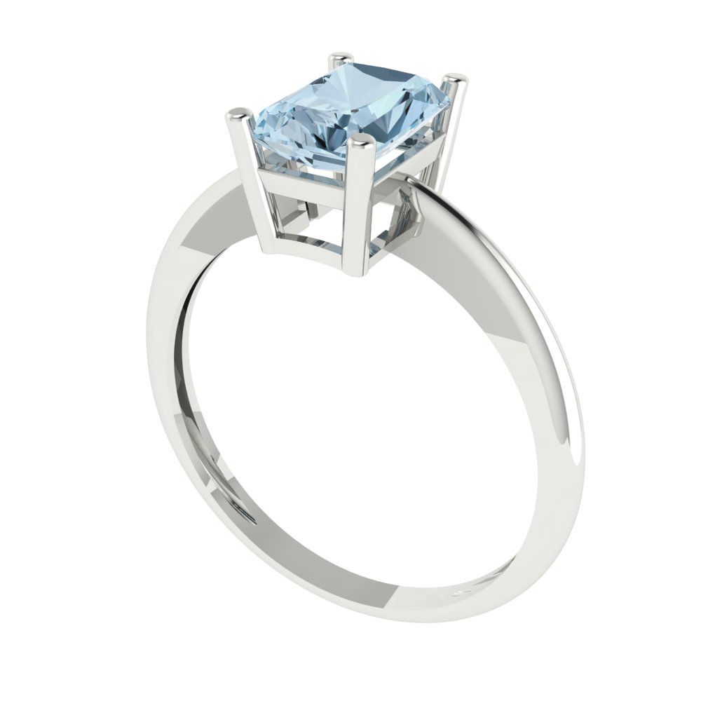 1 cttw Natural Swiss Blue Topaz Solitaire  Engagement Ring - Solid Gold (Radiant Cut,7x5mm)