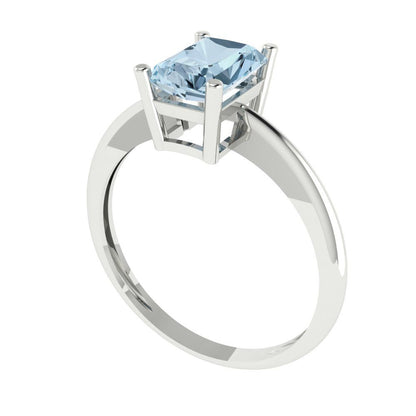 1 cttw Natural Swiss Blue Topaz Solitaire  Engagement Ring - Solid Gold (Radiant Cut,7x5mm)
