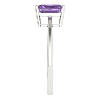 1 cttw Simulated Alexandrite Solitaire  Engagement Ring - Solid Gold (Radiant Cut,7x5mm)