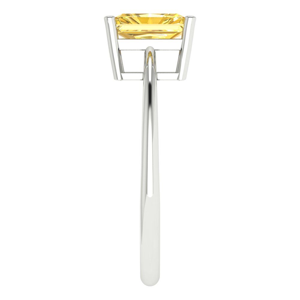 1 cttw Zirconia Simulated Yellow Diamond Solitaire  Engagement Ring - Solid Gold (VVS1, Radiant Cut,7x5mm)