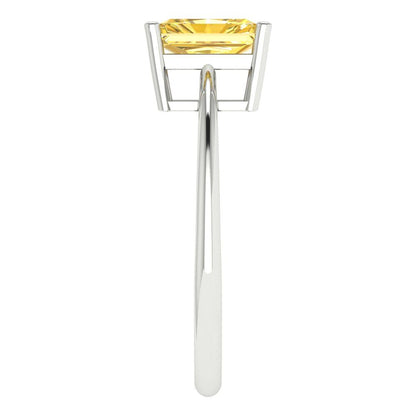 1 cttw Zirconia Simulated Yellow Diamond Solitaire  Engagement Ring - Solid Gold (VVS1, Radiant Cut,7x5mm)