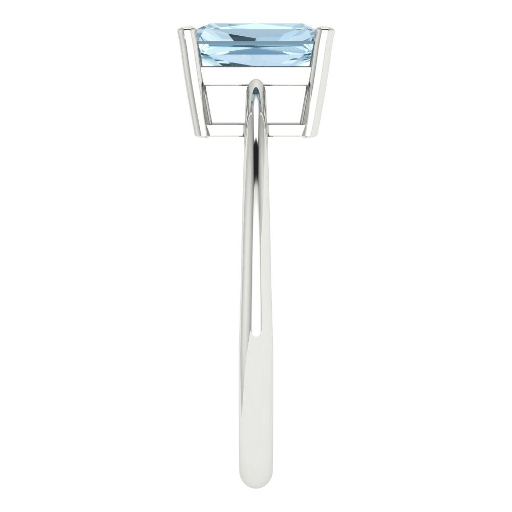 1 cttw Natural Aquamarine Solitaire  Engagement Ring - Solid Gold (Radiant Cut,7x5mm)