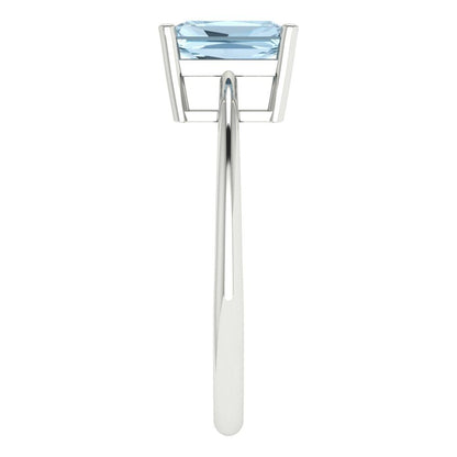 1 cttw Natural Sky Blue Topaz Solitaire  Engagement Ring - Solid Gold (Radiant Cut,7x5mm)