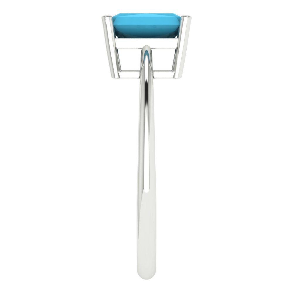 1 cttw Simulated Turquoise Solitaire  Engagement Ring - Solid Gold (Radiant Cut,7x5mm)