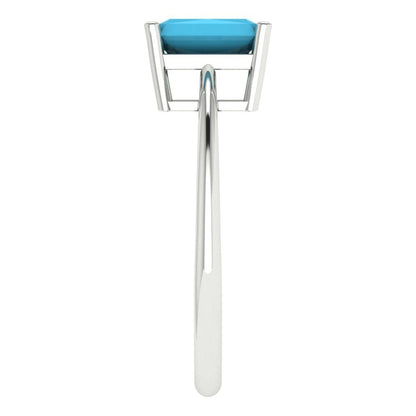 1 cttw Simulated Turquoise Solitaire  Engagement Ring - Solid Gold (Radiant Cut,7x5mm)