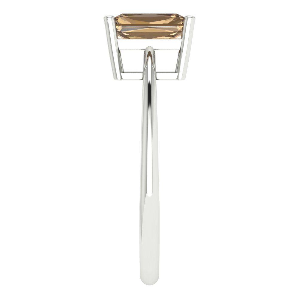 1 cttw Zirconia Simulated Champagne Diamond Solitaire  Engagement Ring - Solid Gold (VVS1, Radiant Cut,7x5mm)