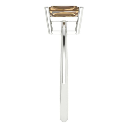 1 cttw Zirconia Simulated Champagne Diamond Solitaire  Engagement Ring - Solid Gold (VVS1, Radiant Cut,7x5mm)