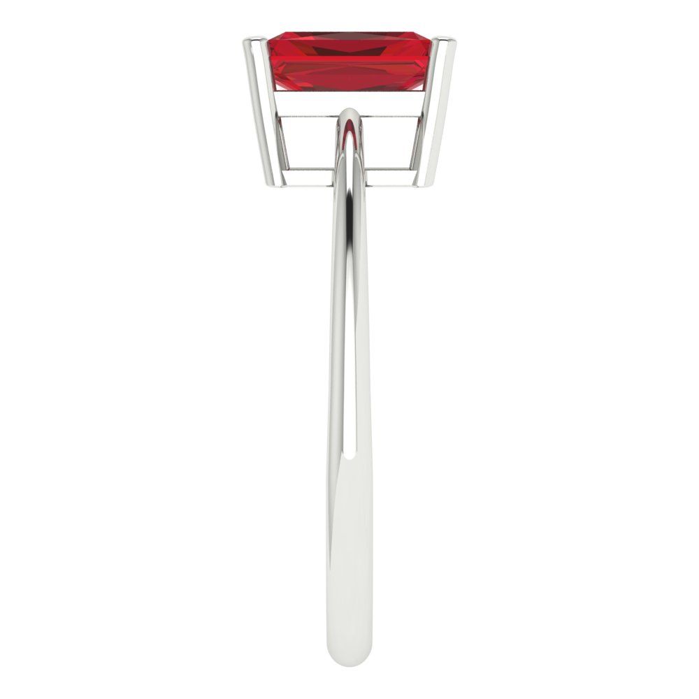 1 cttw Simulated Ruby Solitaire  Engagement Ring - Solid Gold (Radiant Cut,7x5mm)