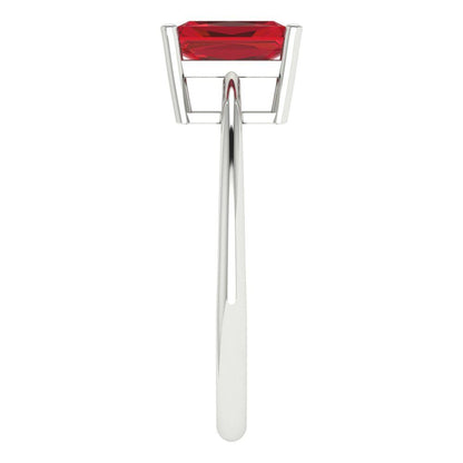 1 cttw Simulated Ruby Solitaire  Engagement Ring - Solid Gold (Radiant Cut,7x5mm)