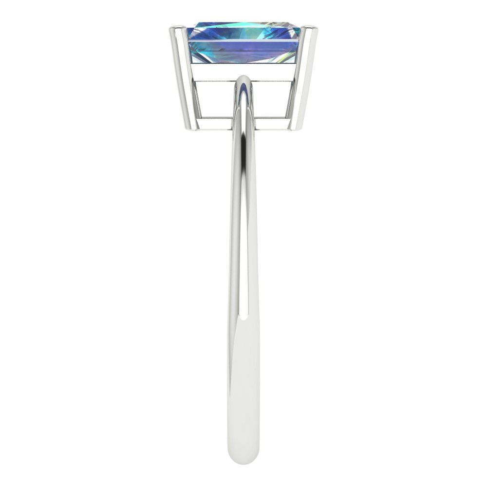 1 cttw Blue Moissanite Solitaire  Engagement Ring - Solid Gold (Radiant Cut,7x5mm)