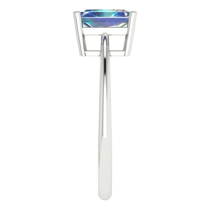 1 cttw Blue Moissanite Solitaire  Engagement Ring - Solid Gold (Radiant Cut,7x5mm)