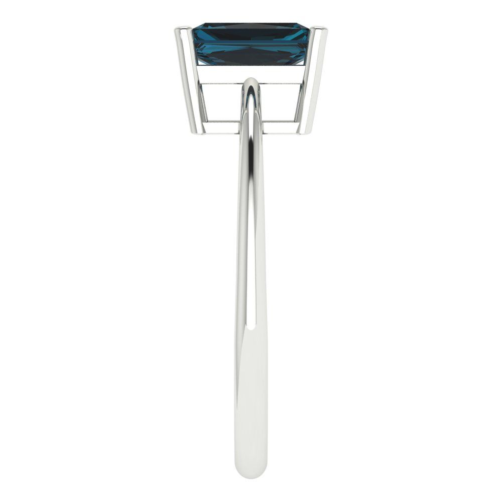 1 cttw Natural London Blue Topaz Solitaire  Engagement Ring - Solid Gold (Radiant Cut,7x5mm)