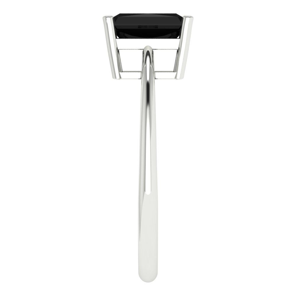 1 cttw Natural Onyx Solitaire  Engagement Ring - Solid Gold (Radiant Cut,7x5mm)