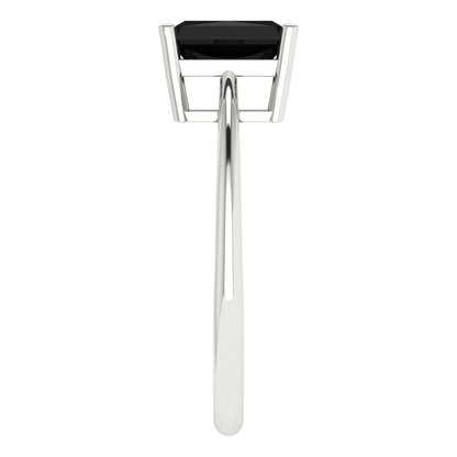 1 cttw Natural Onyx Solitaire  Engagement Ring - Solid Gold (Radiant Cut,7x5mm)