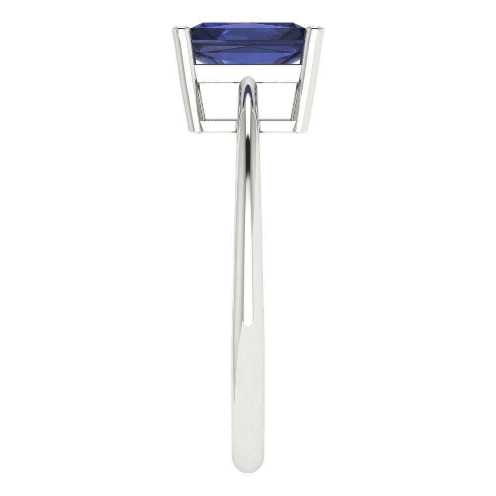 1 cttw Simulated Blue Sapphire Solitaire  Engagement Ring - Solid Gold (Radiant Cut,7x5mm)