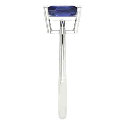 1 cttw Simulated Blue Sapphire Solitaire  Engagement Ring - Solid Gold (Radiant Cut,7x5mm)