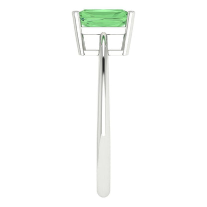 1 cttw Zirconia Simulated Green Diamond Solitaire  Engagement Ring - Solid Gold (VVS1, Radiant Cut,7x5mm)